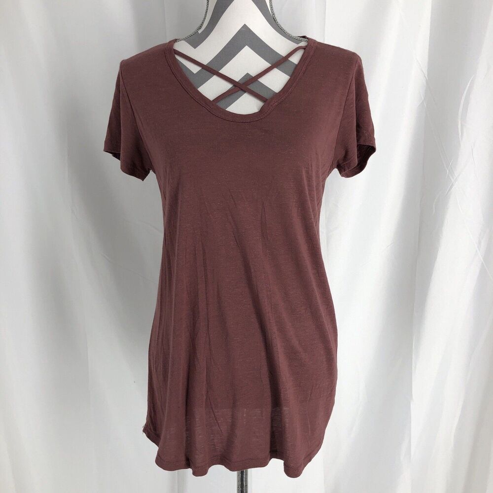 Lovely Souls Cross-Front Tee Shirt Top Red Size Large